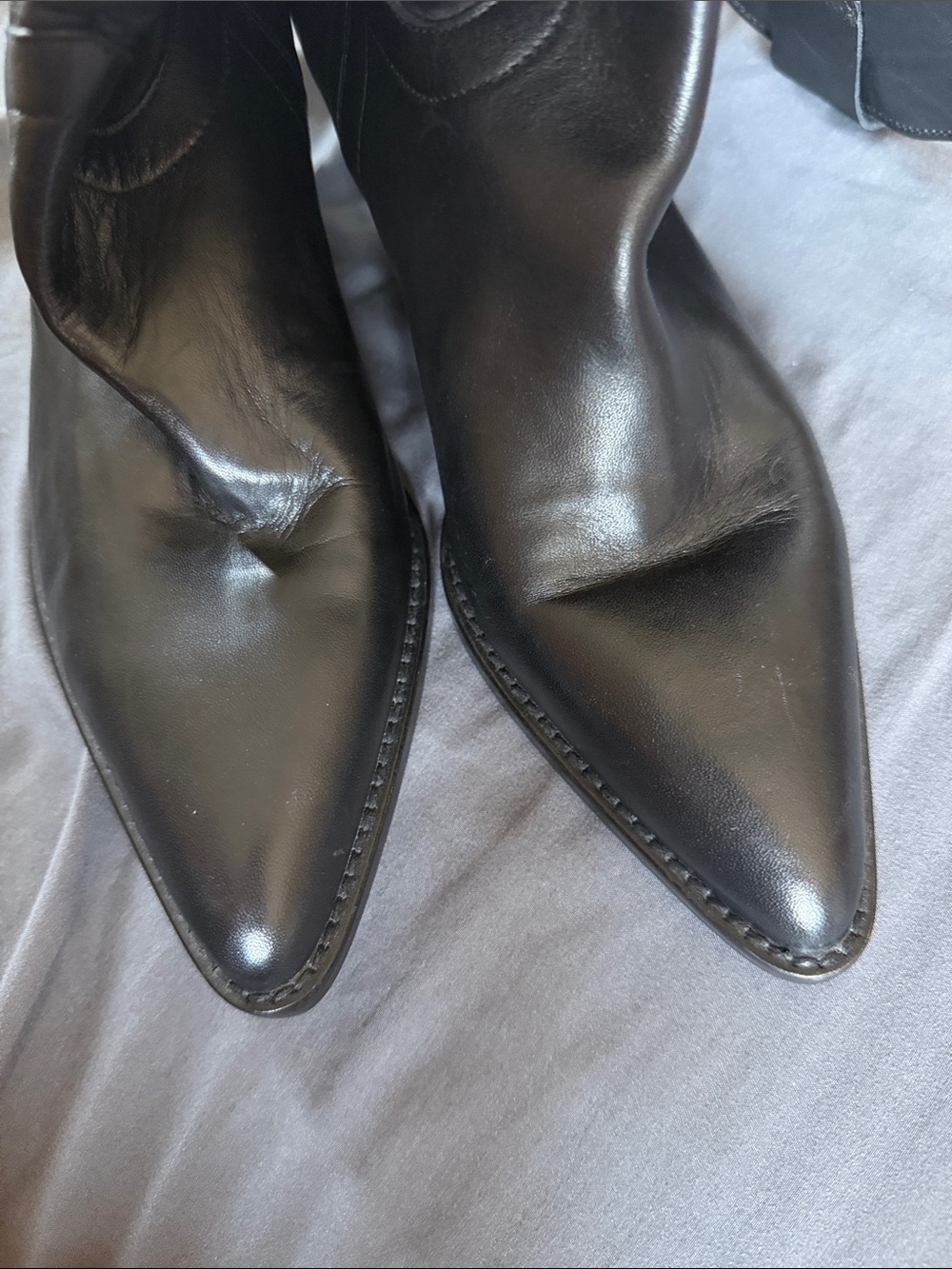 NWT Black Zara heeled Pointed Toe Ankle Cowboy Boots Botin Size 8.5 - Picture 12 of 13